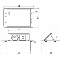 Выдвижной удлинитель NOVA 4, 1 розетка, 2xUSB-A, черный AKS 109636