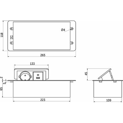 Выдвижной удлинитель NOVA 5, 1 розетка, USB A + C, wireless, алюминий AKS 108729