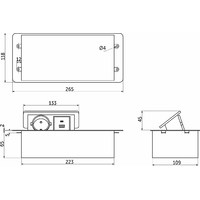 Выдвижной удлинитель NOVA 5, 1 розетка, USB A + C, wireless, алюминий AKS 108729