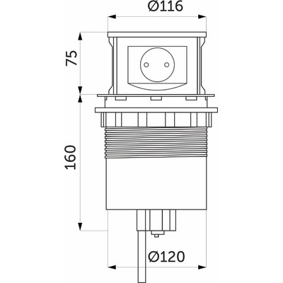Выдвижной удлинитель Tor USB, 120 мм 3 розетки + 2USB, сталь AKS 78896
