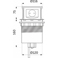 Выдвижной удлинитель Tor USB, 120 мм 3 розетки + 2USB, сталь AKS 78896