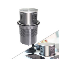 Выдвижной удлинитель Tor USB, 120 мм 3 розетки + 2USB, сталь AKS 78896