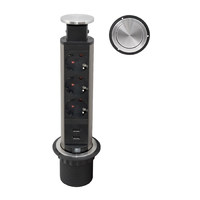 Выдвижной удлинитель Vulcan USB, 60 мм 3 розетки 2 USB, пластик, цвет алюминий AKS 78894