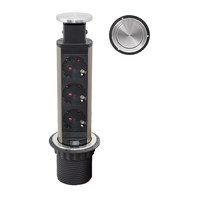 Выдвижной удлинитель Vulcan, 60 мм 3 розетки, пластик, цвет алюминий AKS 78890