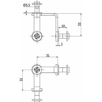 Крепление стеклянного куба мет. тройное AKS 39829