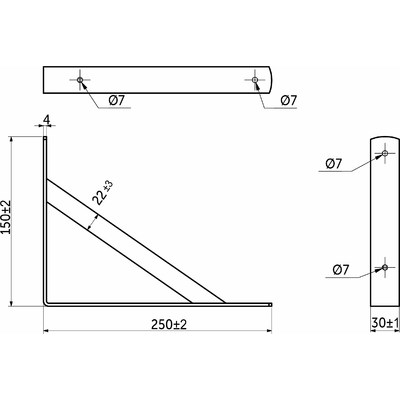Полкодержатель LINE 250*150*30*4, белый AKS  68570