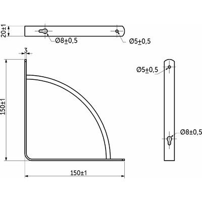 Полкодержатель ORBIT 150*150*20*3, черный AKS  68527