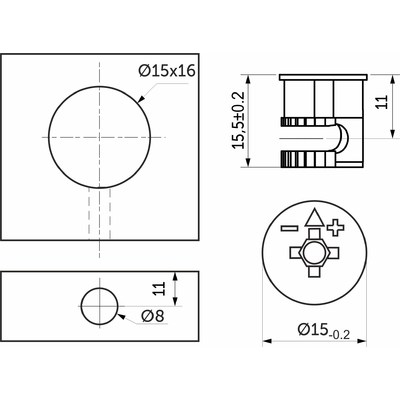 Эксцентрик D15мм для плиты 22/23мм (1уп1тыс.шт), AKS  84197