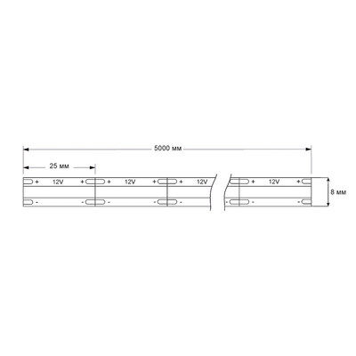 Лента светодиодная COB - 9,8W/m, 8мм, 320 д/м, IP20, холодный белый (6000K) - 5м AKS 91247