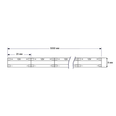 Лента светодиодная COB - 15W/m, 8мм, 480 д/м, IP20, холодный белый (6000K) - 5м AKS 102901