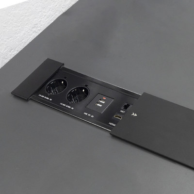 Выдвижной удлинитель Hollander, 2 розетки, 2xUSB, HDMI, LAN, черный AKS 78317