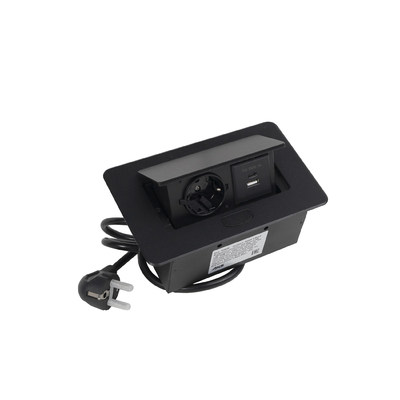 Выдвижной удлинитель NOVA 4, 1 розетка, 2xUSB-A, черный AKS 109636
