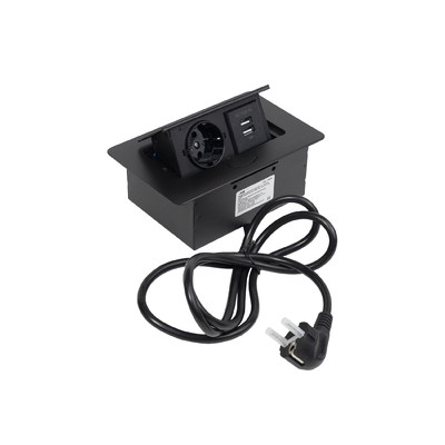 Выдвижной удлинитель NOVA 4, 1 розетка, 2xUSB-A, черный AKS 109636