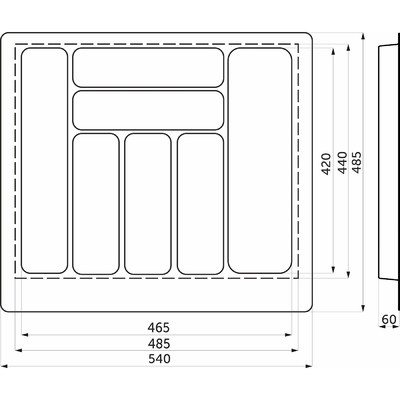 Лоток для столовых приборов 600 BASIC 540*485, серый AKS 114059