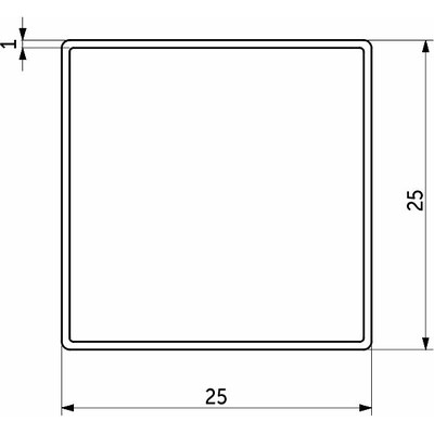 Труба квадр. L-3000 25*25 (1,4кг/1,0мм) QUADRO, черный AKS 112540