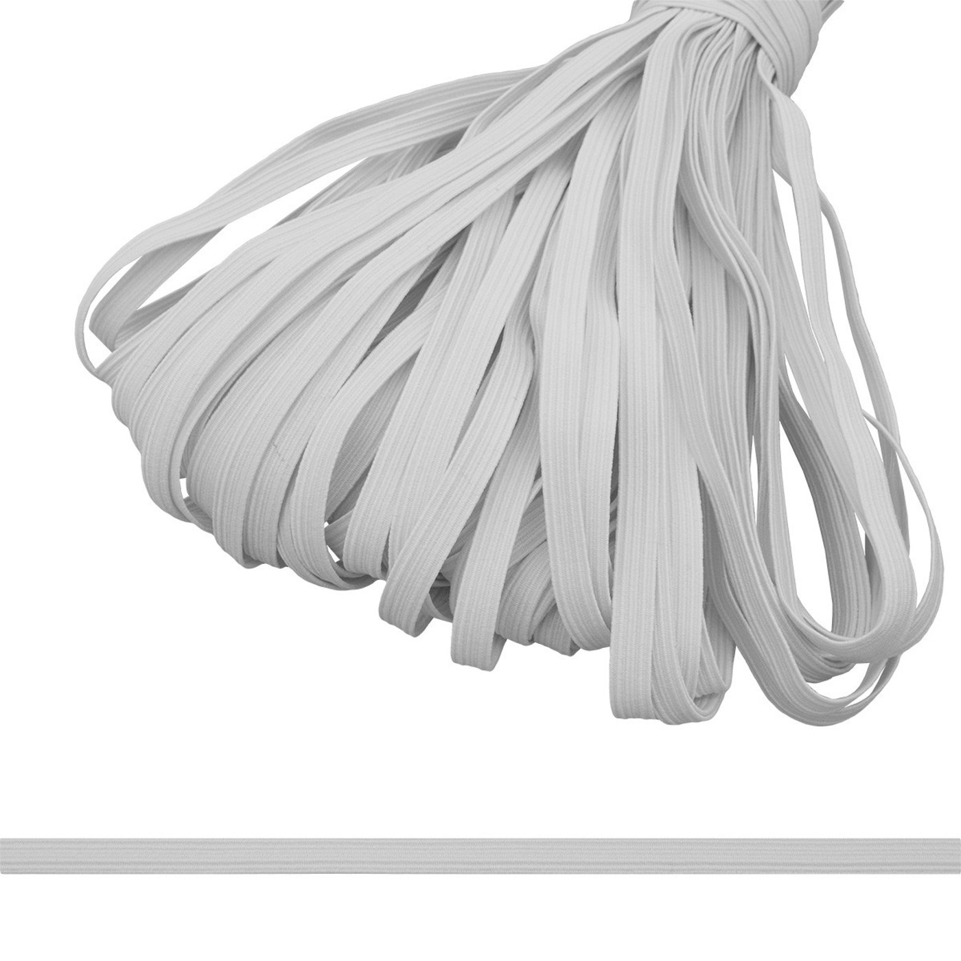 Тесьма эластичная - резинка  № 10 (белая, 100 м)