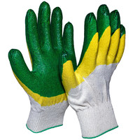 Перчатки трикотажные с 2-м латексным обливом (Зеленые) уп.300 пар