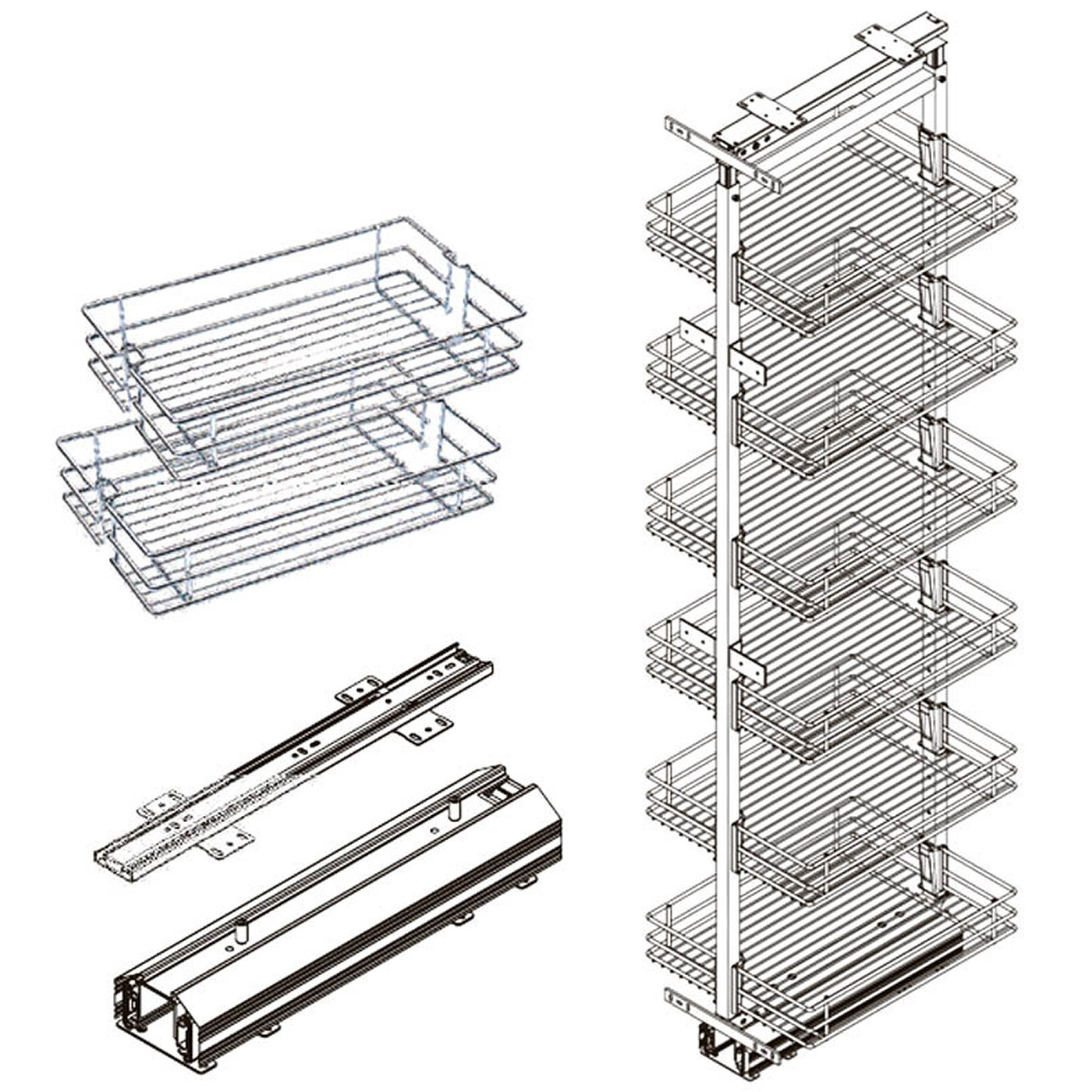 Корзина Карго-макси 300мм с шариковыми напр. верх+низ, полного выдвижения с доводчиком KPTJ012D AKS 20894