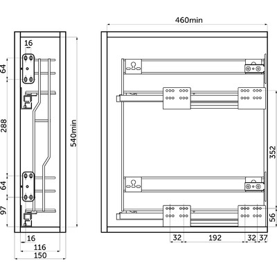 Корзина Карго боковая 15/2 без направляющих, хром Variant Multi AKS 48195