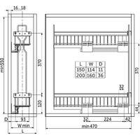 Корзина Карго 15 с направляющей скр.монтажа, левая, хром (2ур) AKS 78758
