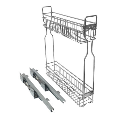 Корзина 200мм 2-уров 145*450*500. левая, боковое крепление, доводчик, хром LOTTI 62453