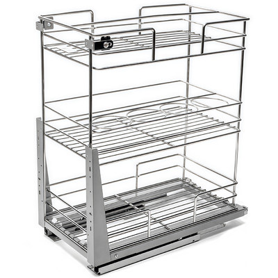 Корзина 300мм 3-уров 255*505*455, донное крепление, доводчик, хром LOTTI