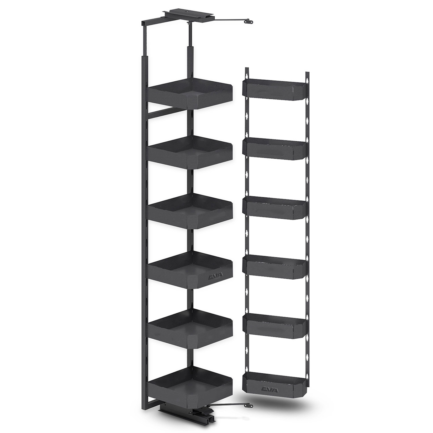 Выдвижная колонна EVA Dark Side, 6+6 полок, в базу 450мм, плав.закрывание, H1920-2220, графит 00-00004149
