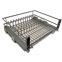 Корзина-посудосушитель выдвижная EVA Dark Side, в базу 800, плав.закрывание, графит (уп1 шт) 00-00004161