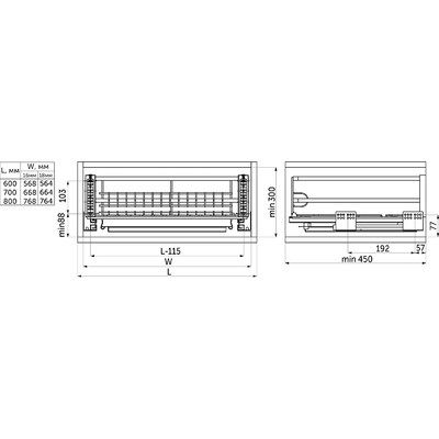 Выдвижная корзина-сушка 700 NORWIG, графит AKS 113285