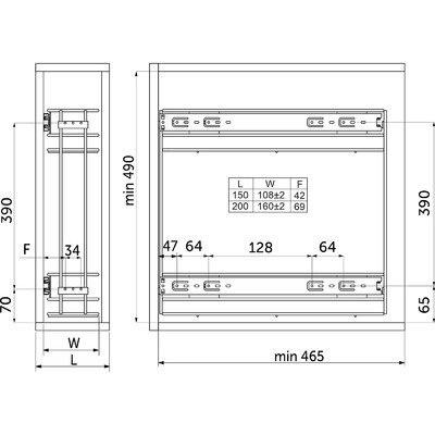 Выдвижная корзина-карго 150 крепл.боковое/универс., черный GRIDLI 113502