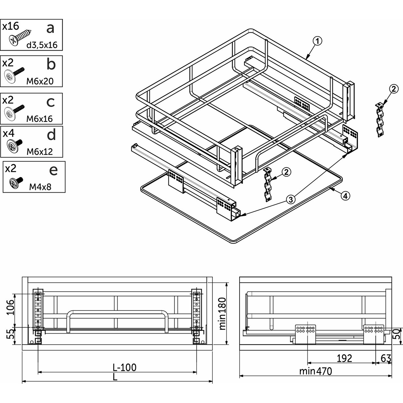 Выдвижная корзина с доводч. 600 DARK LINE, черный AKS 90625