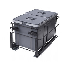 Корзина для мусора 2*15 л (фасад 400 мм) с креп. + довод. черный+серый AKS 87473