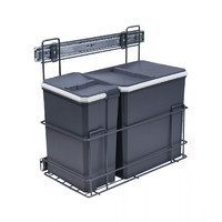 Корзина для мусора выдвижная 15+6л, бок. крепл., с дов., графит AKS 95601