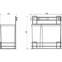 Корзина для мусора выдвижная 15+6л, бок. крепл., с дов., графит AKS 95601