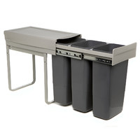 Корзина д/мусора выдвиж.3*9 л (фасад 300мм) направл. с довод., серый REJS AKS 111221 (снят с пр-ва)