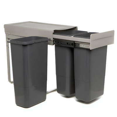 Корзина д/мусора выдвиж.3*9 л (фасад 300мм) направл. с довод., серый REJS AKS 111221 (снят с пр-ва)