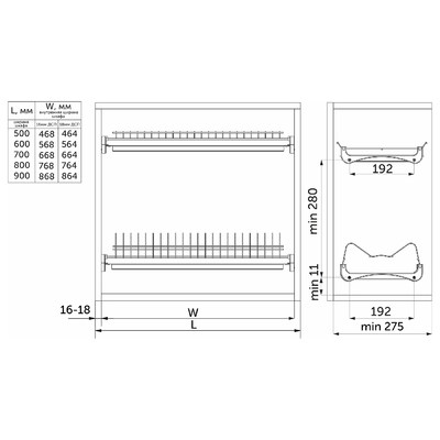 Сушка GRIDLI L-500, хром (без алюминивого профиля) AKS 58162