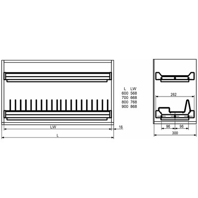 Сушка в верхнюю базу 700 хром, нерж.сталь, с профилем ДСП 16мм INFINITY AKS 90774