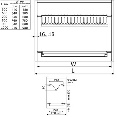 Сушка 900 нержавеющая сталь, инокс INOX AKS 38602