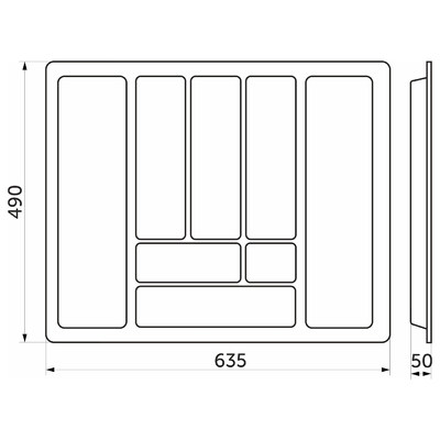 Лоток для столовых приборов 700, металлик 635*490 AKS  13437