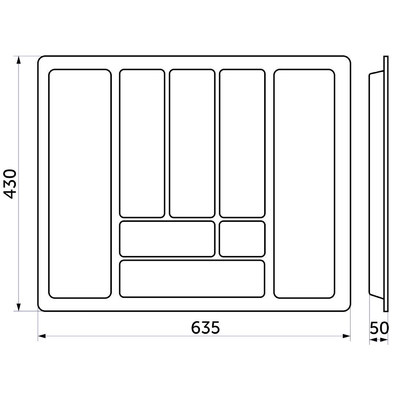 Лоток для столовых приборов 700, белый 635*430 AKS  31560
