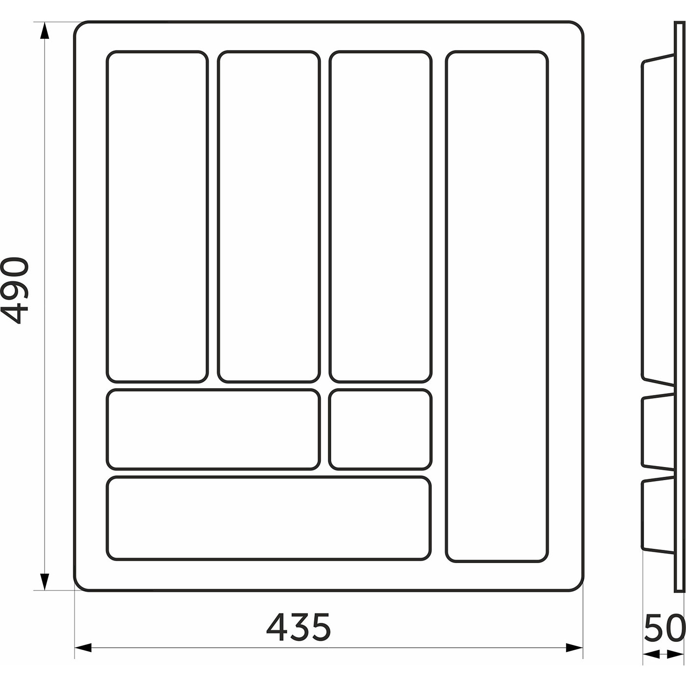 Лоток для столовых приборов 500, белый 435*490 AKS  20077