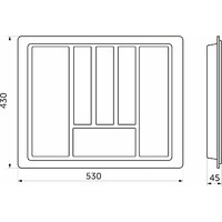 Лоток для столовых приборов 600 Standart 530/430 металлик AKS 13473