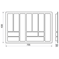 Лоток для столовых приборов 800 Comfort 735*430, металлик  AKS 31565