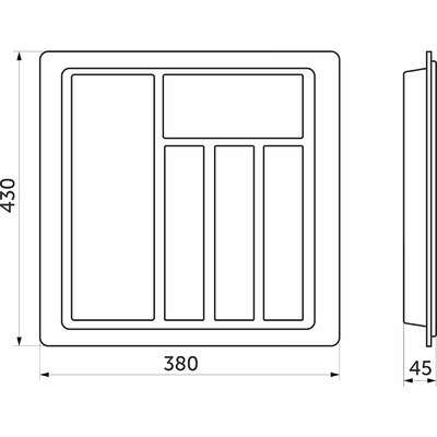 Лоток для столовых приборов 450 STANDARТ, 380*430 металлик AKS 104713