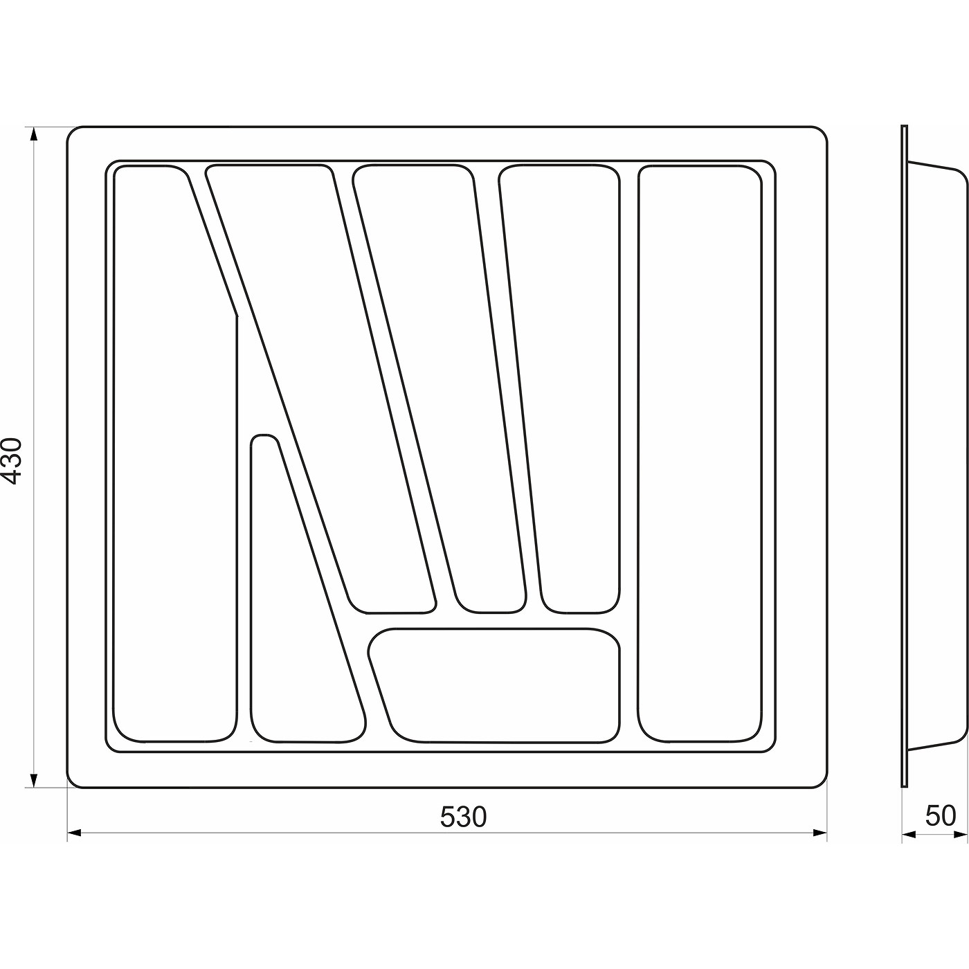 Лоток для столовых приборов 600 VERSO металлик 530*430 AKS 13444