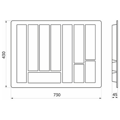 Лоток для столовых приборов 800 STANDARТ металлик 730*430 РП AKS 67353