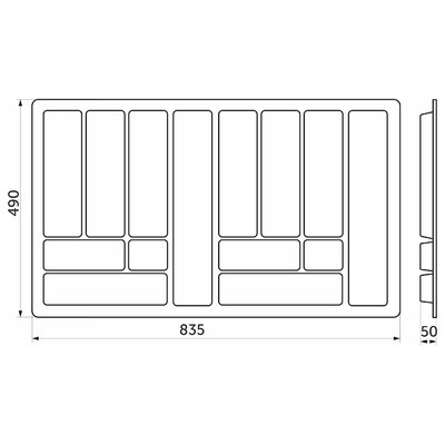 Лоток для столовых приборов 900 COMFORT 835*490 металлик AKS 13441