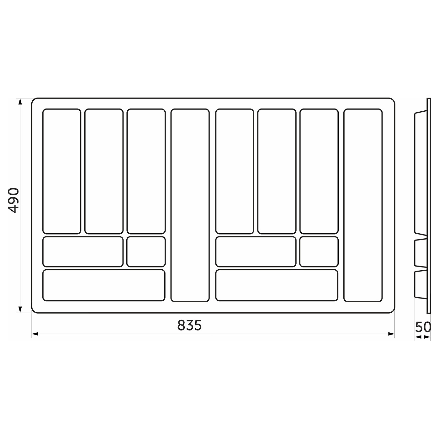 Лоток для столовых приборов 900 COMFORT 835*490 металлик AKS 13441