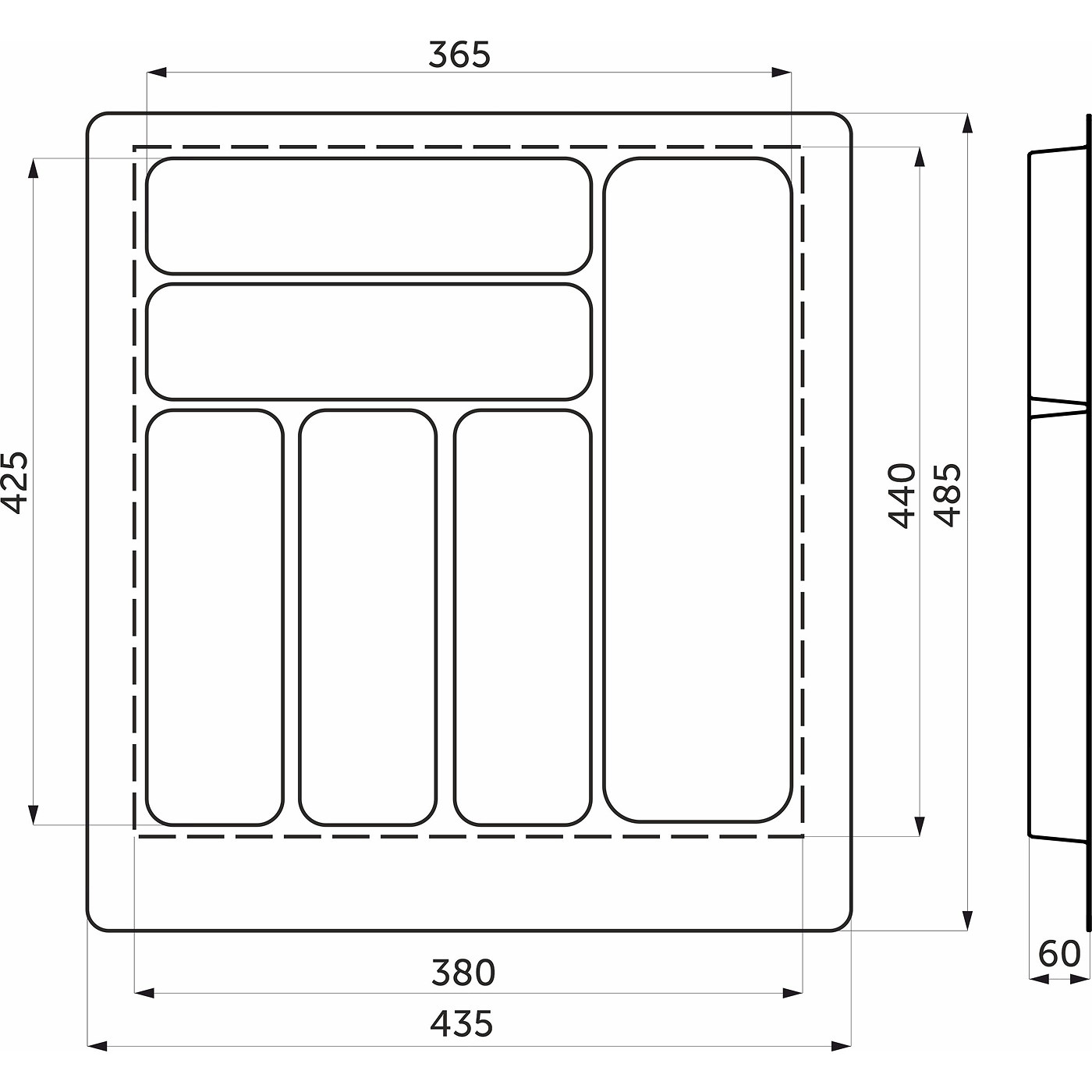 Лоток для столовых приборов 500, металлик 435*490 AKS 114058 (стар.арт.20078)